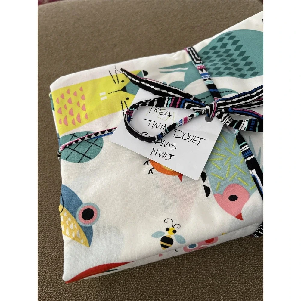 Ikea Twin Size Duvet And 2 Pillow Shams Birds, Pets, Animal Design (TD)
